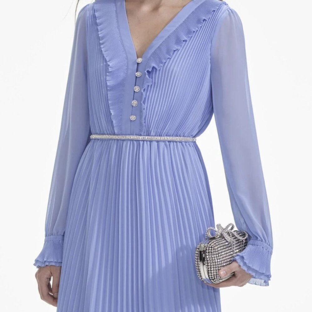 Self Portrait Blue Chiffon Maxi Dress STUNNING